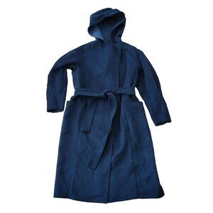Intropia 38 Black Wool Hooded‎ Trench Coat Espionage Clergy Cloak Costume